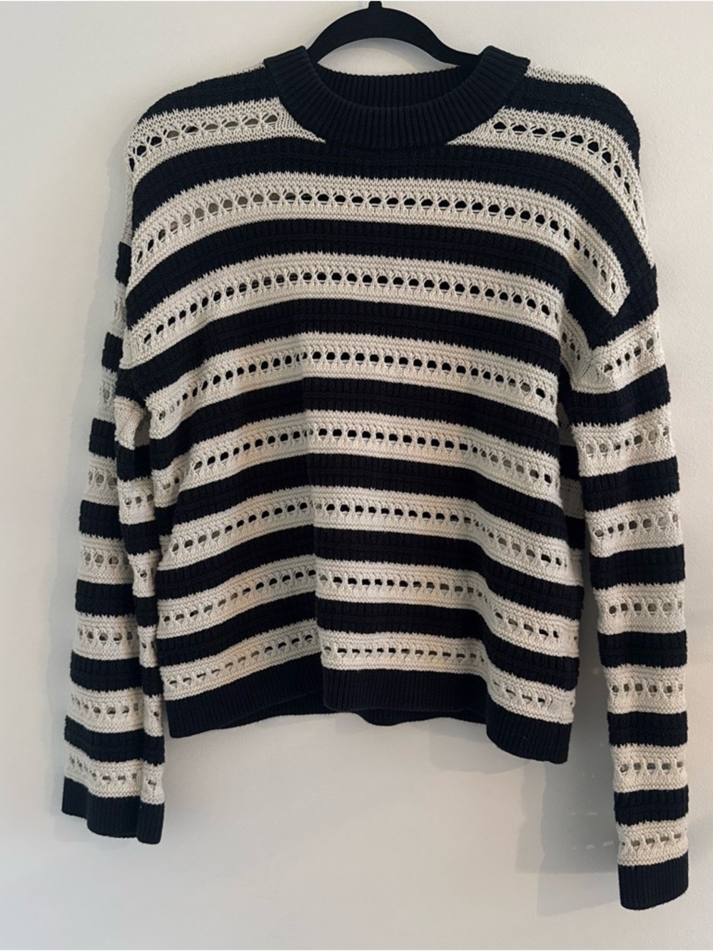 H&M Striped Crewneck Sweater - Black & Cream